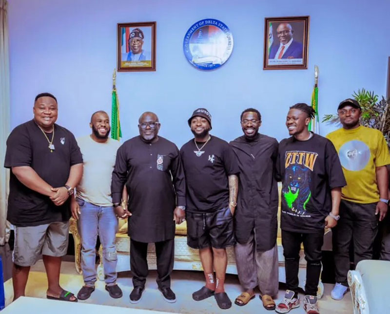 Governor Oborevwori hosts Davido and members of his crew | Popular Davido Excited Over Delta's Security and Business Environment