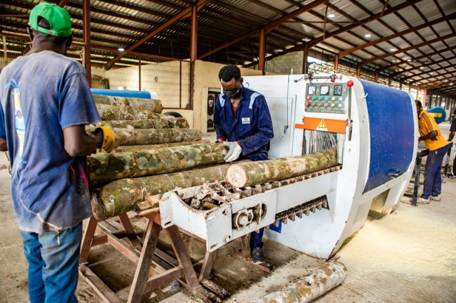 Workers of Woodland Wood Factory at work.