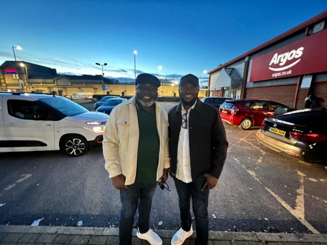 Chief Tony Amechi and friend at ManUs Old Trafford 1024x768
