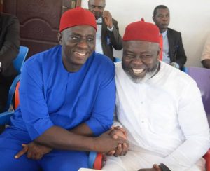 Chief Dan Ossai (in Blue attire), sitting with Chief Tony Amechi (in white)