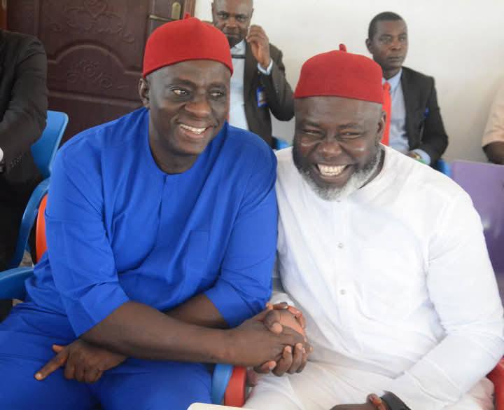 Chief Dan Ossai (in Blue attire), sitting with Chief Tony Amechi (in white)
