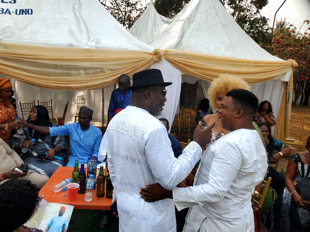 Chief Tony Amechi exchanging pleasantries with some guests at Chief Onahs burial